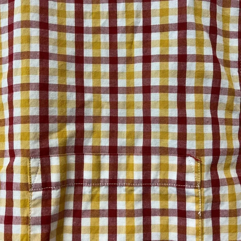 Tailored by J. Crew Red & Orange Plaid Button Down Shirt sz M EUC